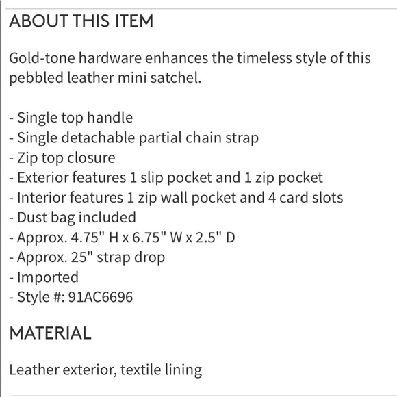 NWT Astor Mini Leather Satchel - Picture 7 of 7